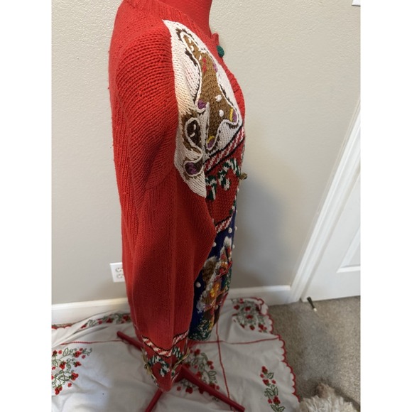 Vintage 1992 Marisa Christina Christmas Sweater L Gingerbread Houses Ugly Xmas - Picture 4 of 9